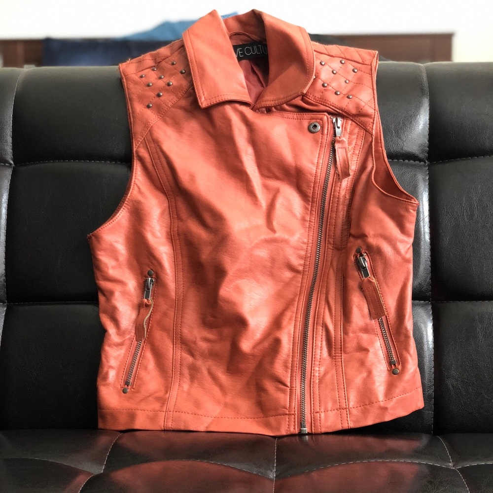 Love Culture Embellished Faux Leather Vest